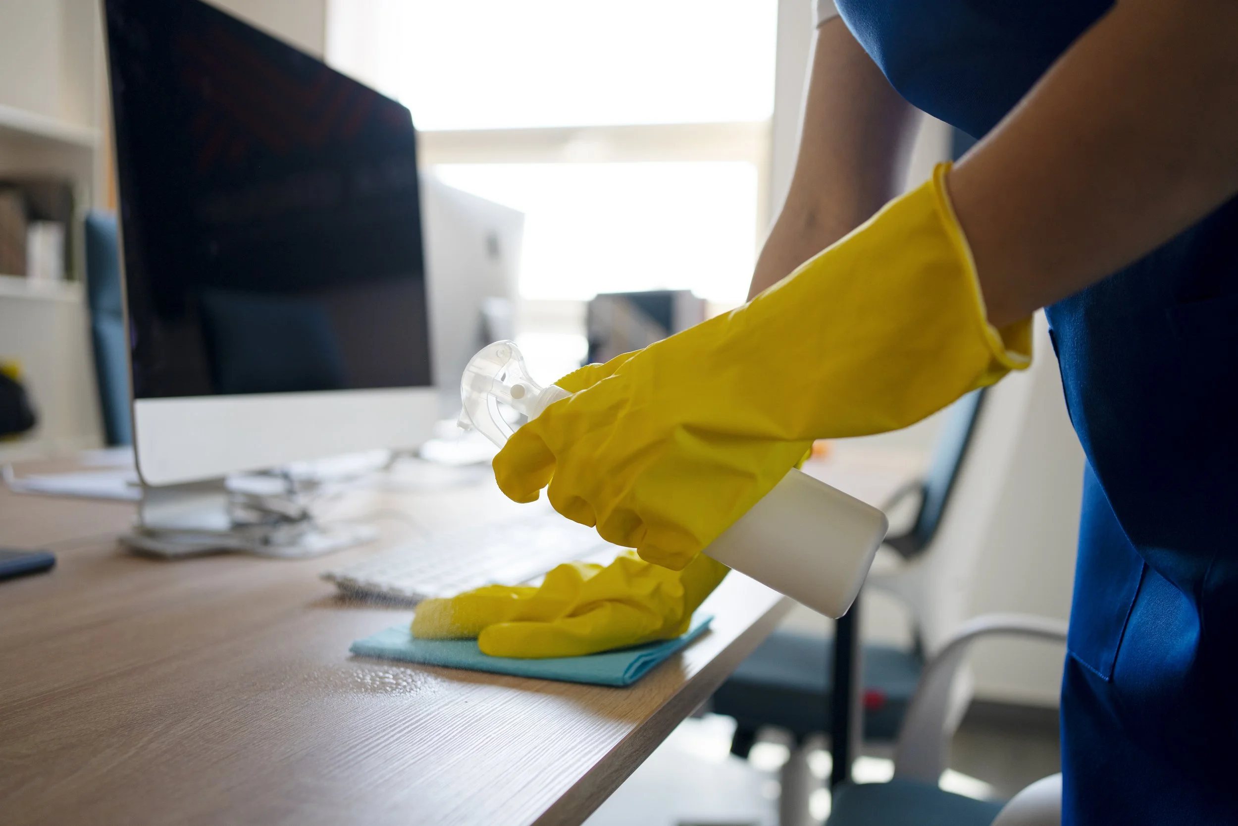 Professional cleaning team at work in Dallas office